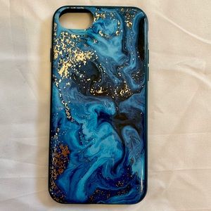 Blue and gold sparkly iPhone 7 case